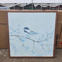 Framed Bird on Branch Canvas Wall Art