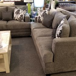 Brand New Gray Fabric Sofa + Loveseat 2PCs Set
