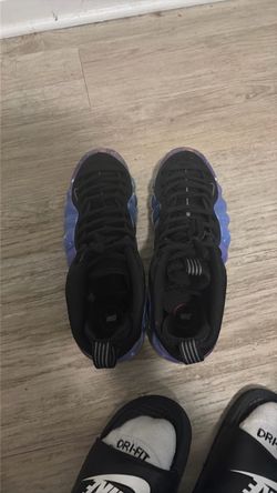 Nike Air foamposites galaxy color way and Nike Jordan 6 rings black and white color way slightly used both foamposites are size 10 Jordan’s are size 1