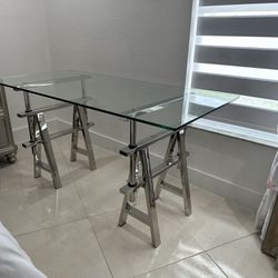 Modern adjustable glass desk