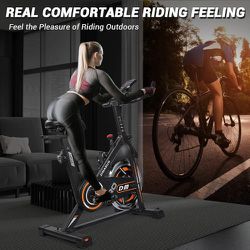 Magnetic Resistance/Brake Pad for Exercise Bike, Indoor Exercise Bike, Bike with Comfortable Seat Cushion, Digital Display with Wrist, iPad Holder New