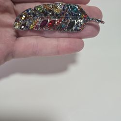 Vintage Multicolor Feather Brooch