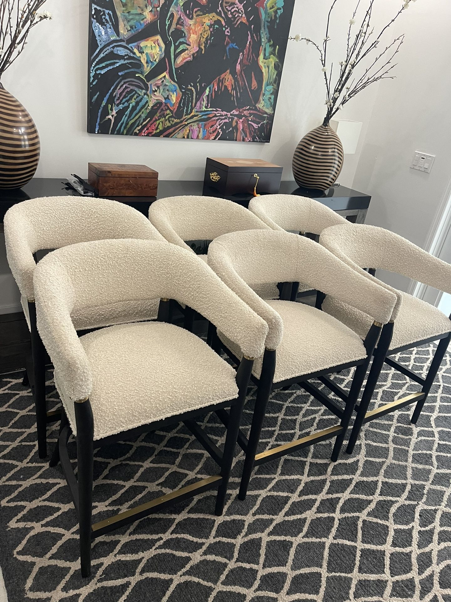 PER STOOL - Stunning FRONTGATE AUDEN COUNTER HEIGHT BOUCLE , Espresso frame