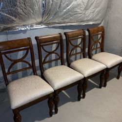 Set Of 4 Kuliwood And Upholstered Dining Chairs-$700
