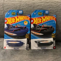 Hot Wheels NEW 1966 Bat Boat in BLACK & 2025 release in BLUE / Lot of 2 / Batman