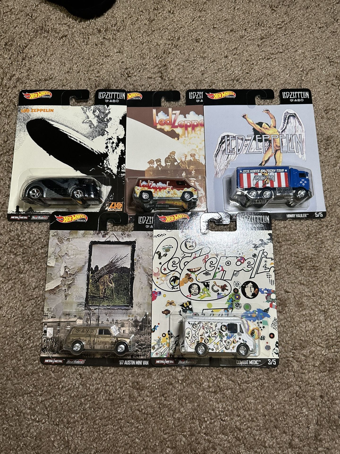 HOT WHEELS - LED ZEPPELIN Collector Cars- 5 Car Set