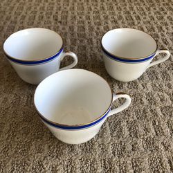 Three Vintage Gold rimmed Tea Cups, Excellent Condition