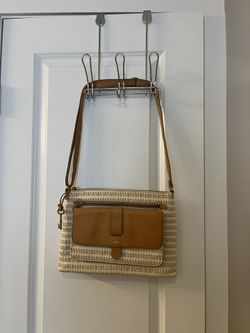 Fossil Kinley Canvas & Leather Tan and Cream Crossbody Women's Purse. Rarely used
