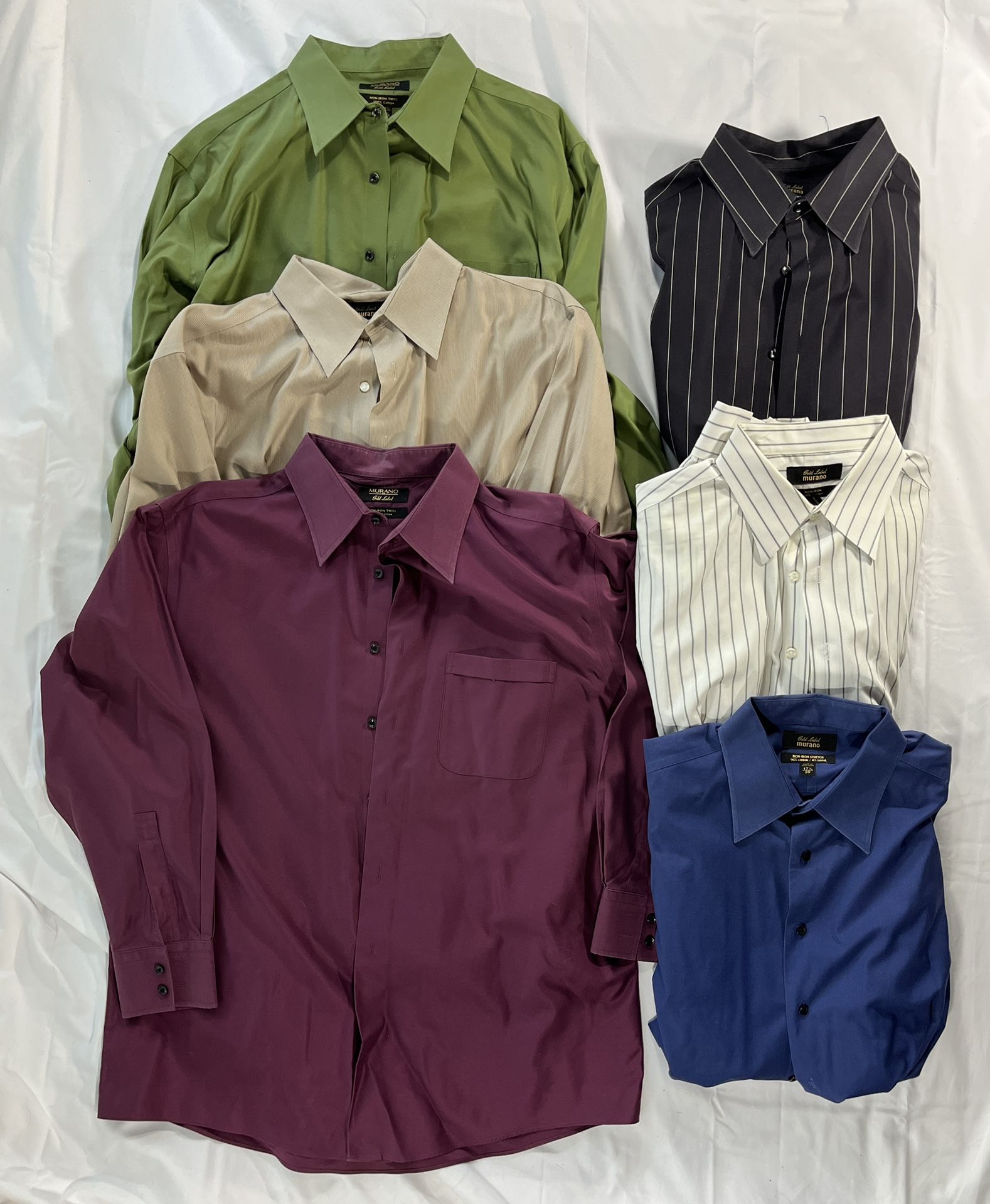 Murano Gold Label Men’s XL Button Up Long Sleeve Dress Shirts Lot Of 6