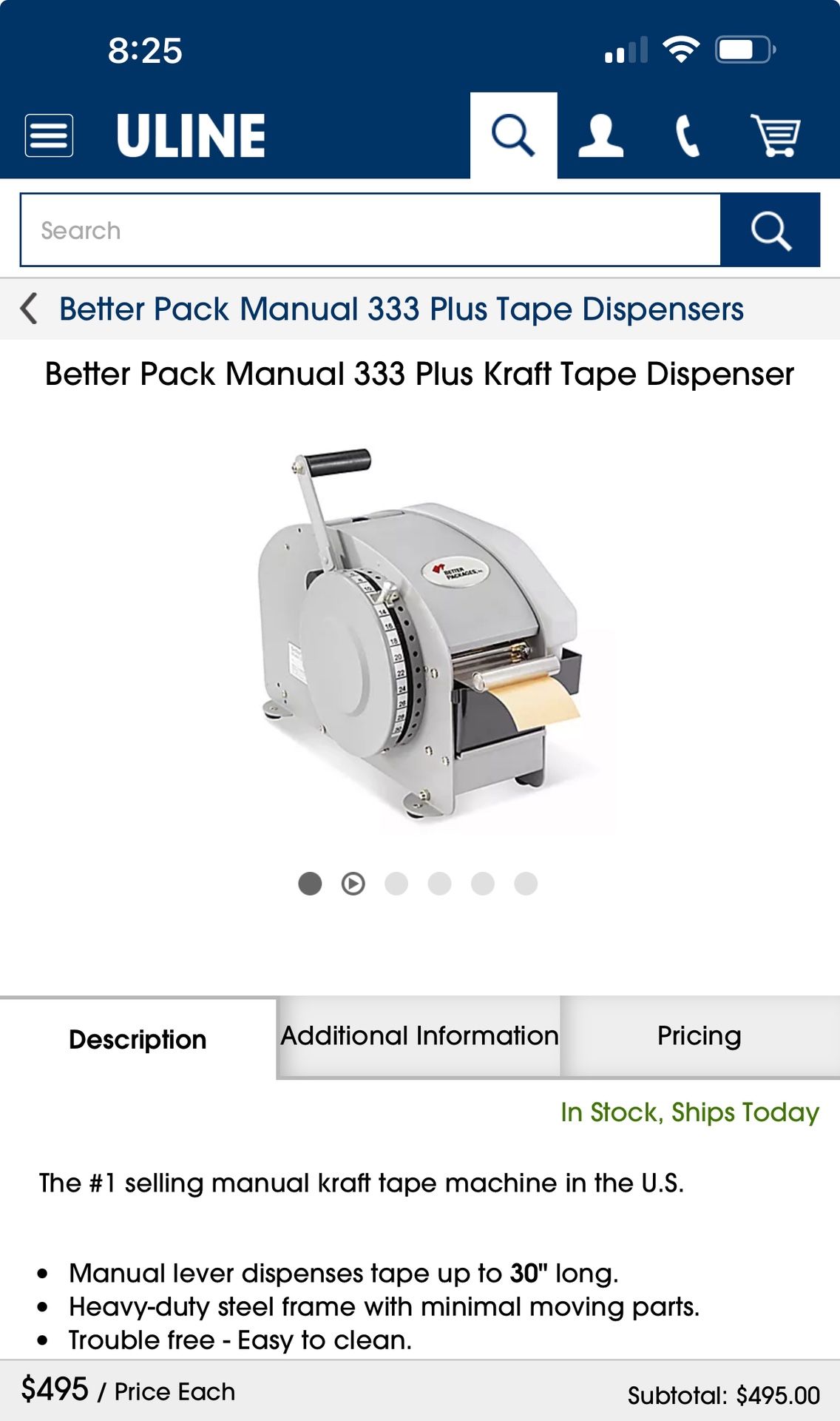 Craft Tape Dispenser, Better Pack Model 333 With Heater- Used