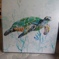 Ocean Sea Turtle on Canvas - Artwork 31x31 Painting