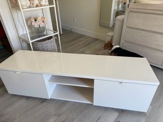 Ikea White Gloss TV Stand with Storage