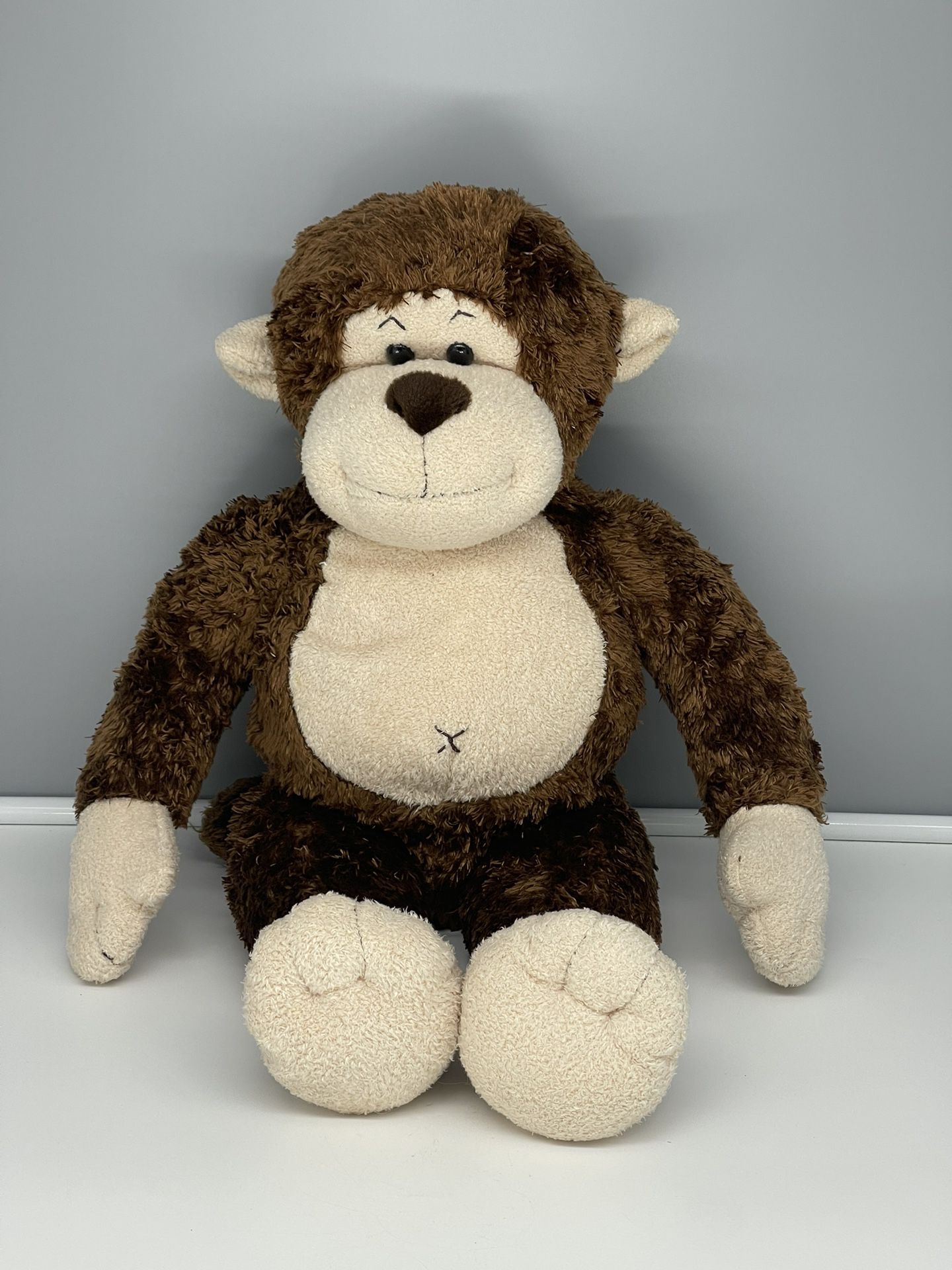 Vintage Build A Bear Smiley Monkey Chimp 18" Brown Tan Plush Stuffed Animal