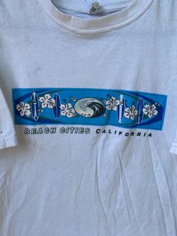 Vintage Anvil Beach Cities California Surf Graphic Men's T-Shirt Size L
