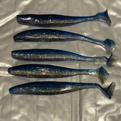 Blue/Transparent-Glitter Paddle Tail Swimbait