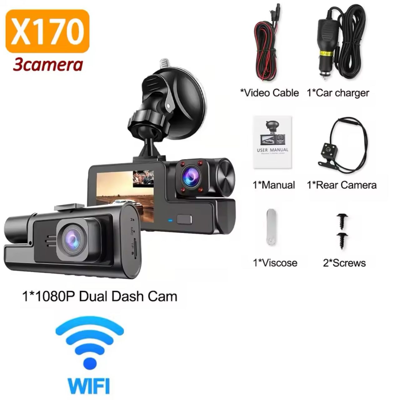 3 Channel Dash Camera Wifi WiFi Connection