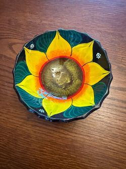 Mexican Folk Art Bowl Footed Ceramic