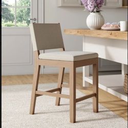 NATHAN JAMES "Linus" Modern Bar Stool -24" Counter/Seat Height - Light Brown (Brand New)