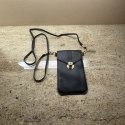 Black Faux Leather Crossbody Touch Screen Phone Bag