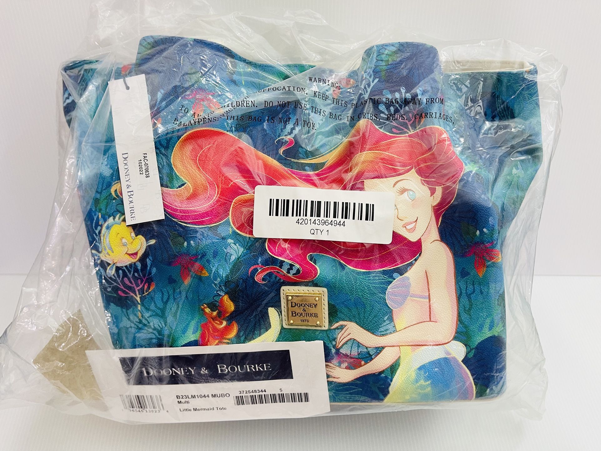 NWT Disney Dooney And Bourke Ariel The Little Mermaid Tote Bag