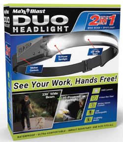 Ultra Bright HEADLAMP DUO 2 IN 1 Wide Beam + Spotlight 2xMaxx Blast Rechargeable