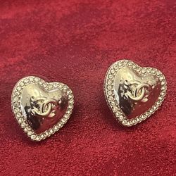 Authentic CC Gold Plated Heart Ear-studs