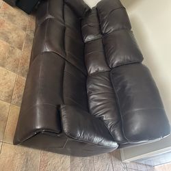 Brown leather recliner and love seat recliner