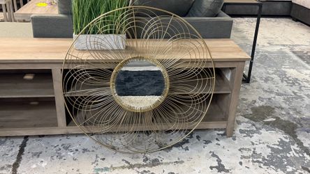 Beautiful Large Gold Metal Wall Hanging With Mirror