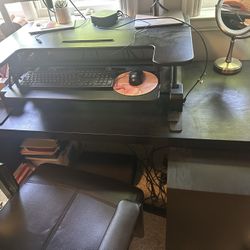 IKEA Black Wood Desk With Standing Desk Extension