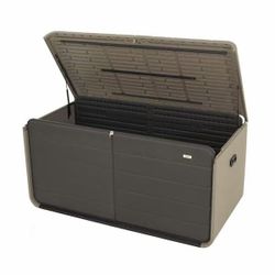 #F 260 Gallon Resin Outdoor Deck Box with Hydraulic Lid and Lockable Storage $ 140