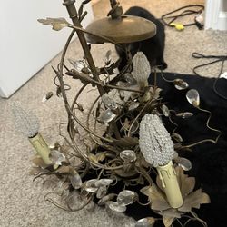 Antique Bronze Chandelier With Wall Mount 