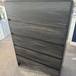 Papajet 5 Drawer Dresser for Bedroom, 48" Tall Modern Chest of Storage Drawers with Anti-Tip Kit, Wood Cabinet Organizer, Easy Assembly, Black