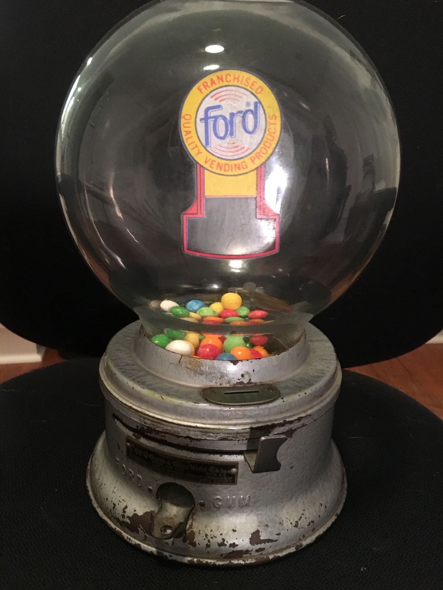 Ford Gum ball machine, early 1950's. Original condition with lock and keys. Functions! Great conversation piece for game room, home or office!