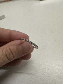 Women’s Sterling Silver Band With Diamonds Size 10