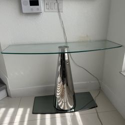 Modern Glass Console Table – Chrome Base