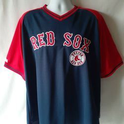 Boston Red Sox men's red blue pullover v-neck short sleeve jersey size XL