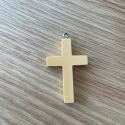 Vintage Bakelite Cross Pendant Butterscotch Yellow