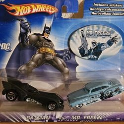 Vintage Hot Wheels Batman vs Mr. Freeze Vehicle Set Batmobile Action DC Comics