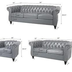 Grey 3 Seater Leather SeatsFor Sale