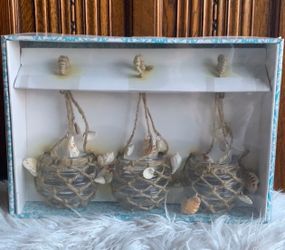 New! Three Beach Themed Shell Hanging Candle Sconces
