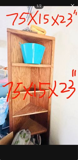 Wood Corner Shelf Unit 75x15x23