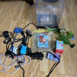 Fish Tank 3 Gallon , With Extras