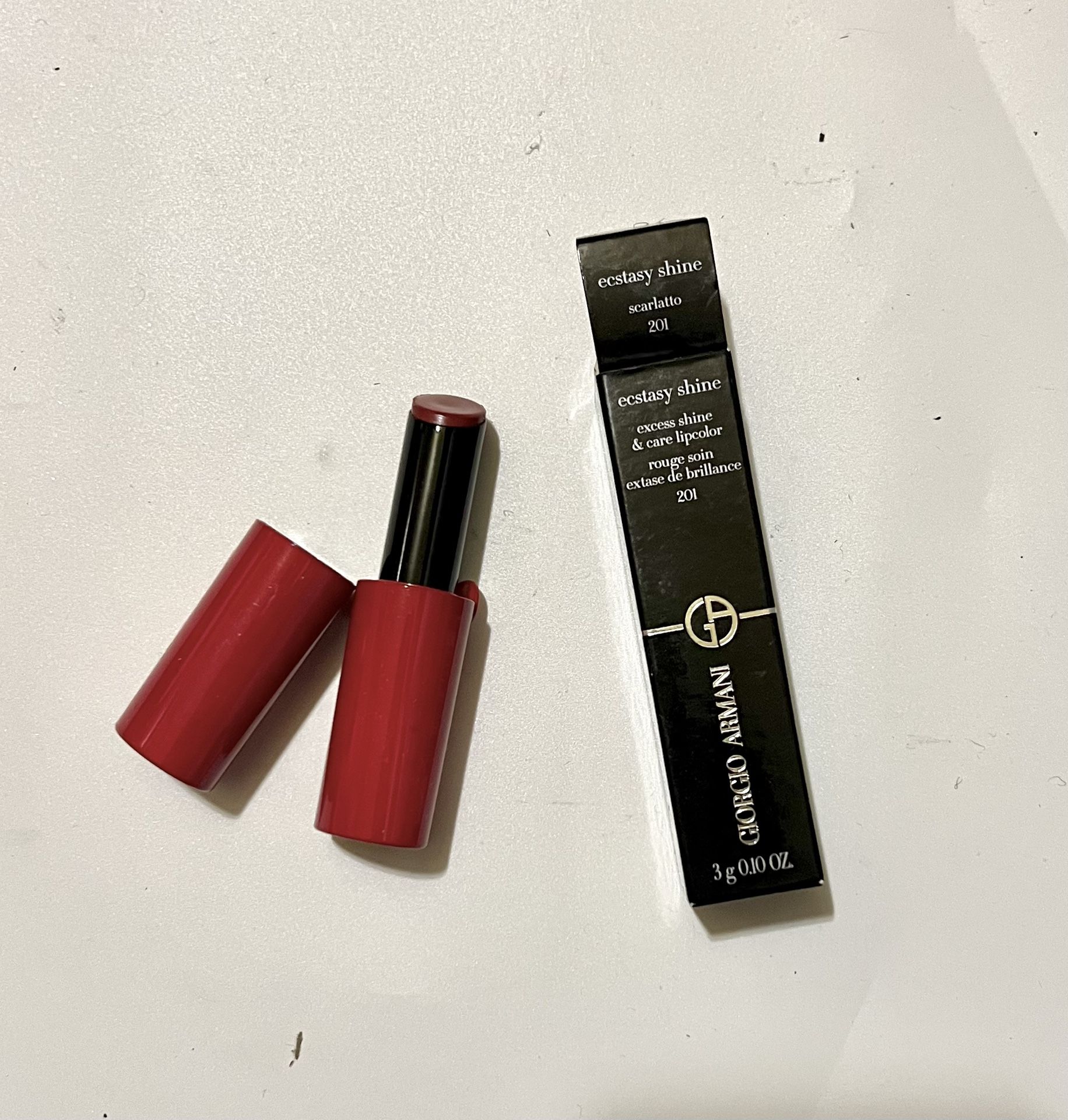 GIORGIO ARMANI ECSTACY SHINE EXCESS SHINE & CARE LIPCOLOR ~ 201  Scarlatto ~NIB