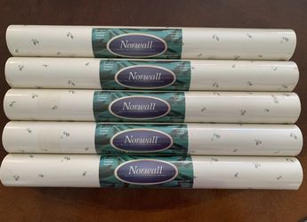 NORWALL Vinyl Roll Wallpaper Floral - Set Of 5, Total 278.5 Sq. Ft.