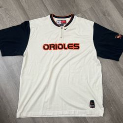 Vintage Nike Team MLB Baltimore Orioles Batting Practice Shirt Quarter Zip Sz XL