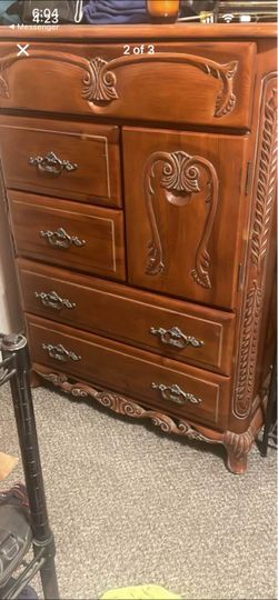 Ornate Wood Chest of Drawers