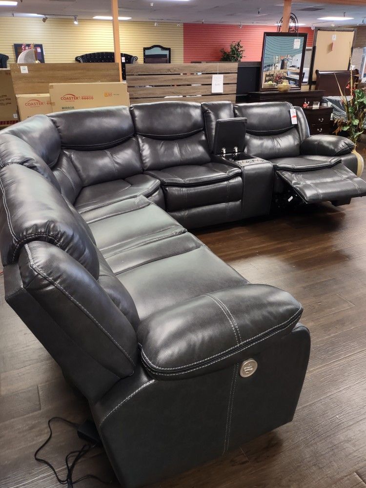 New Sectional Sofa With Three Power Recliners On Sale Now Don't Miss