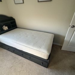 Twin Bed With Bookcase And Mattress