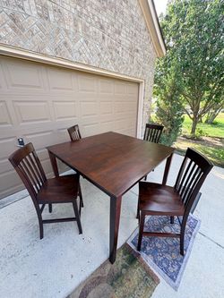 Dark Wood Counter Height Dining Table Set