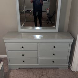Grey End Table And Dresser 